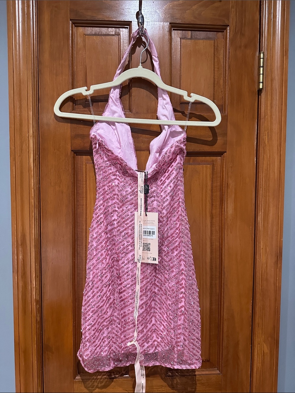 Pink Sequin Halter Women’s Dress - Picture 2 of 3